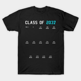 Class of 2037 Grow with Me Graduation First Day Handprints T-Shirt